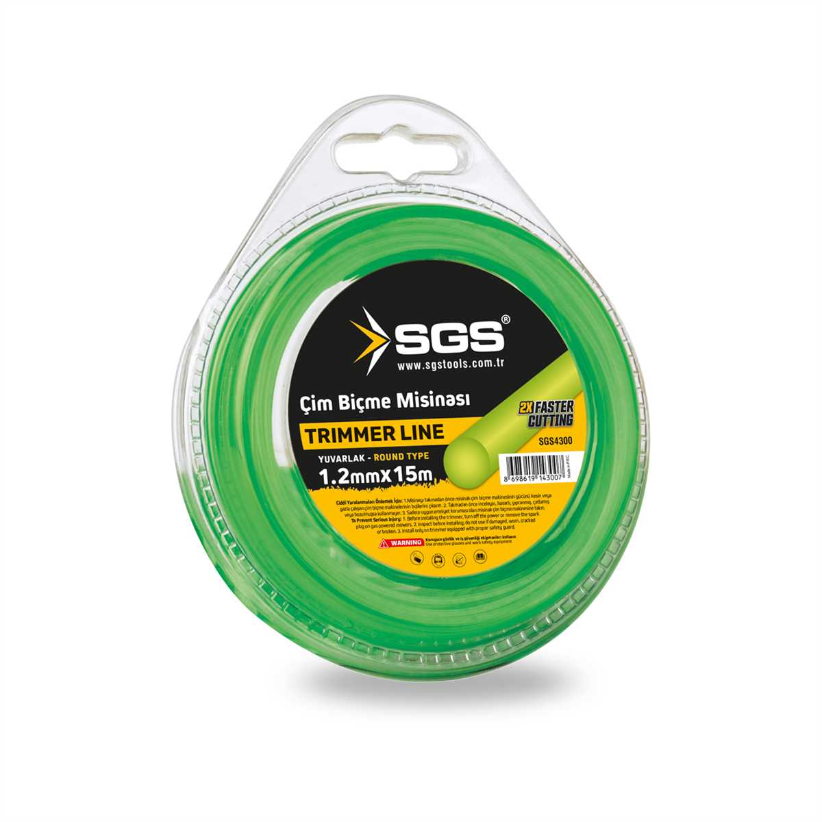 SGS4300 TIRPAN MİSİNASI 1.2 MM 15 METRE YUVARLAK (YEŞİL)